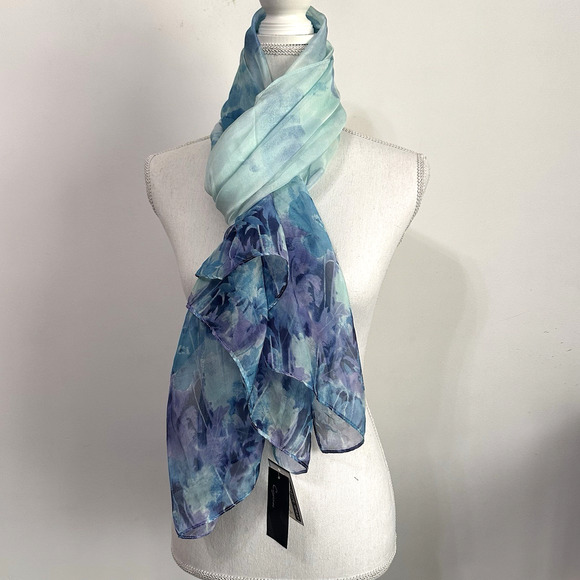 Cejon Blue Turquoise Oversize Wrap Scarf Rectangle One Size Summer Party NEW - Picture 1 of 4